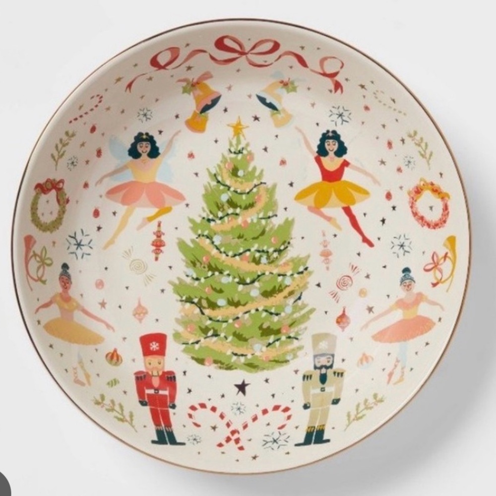 Threshold Festive Holiday Bowl with Nutcracker and Ballerina Design, NEW!